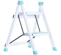 OIFAODAO Tabouret en Bois， Escabeau, Chaise échelle à 2 marches, Pliante, avec Manchon en Caoutchouc antidérapant, Portable Lightwei(Green)