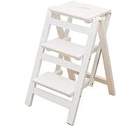 OIFAODAO Tabouret en Bois， Escalier à échelle Pliante 3 marches, Tabouret Multifonctionnel Pliant en Bois Massif, escabeau Domestique Mul(A)