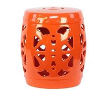 OIFAODAO Tabouret Tambour en céramique， Grand Tabouret de Tambour en céramique Creux, canapé Salon, Chaise d'étude, décoration Table Chevet(Orange)