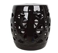 OIFAODAO Tabouret Tambour en céramique， Grand Tabouret de Tambour en céramique Creux, canapé Salon, Chaise d'étude, décoration Table Chevet(Black)