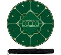 OIFAODAO Tapis de Poker, Tapis de Poker Professionnel Rond, Disposition Dessus Table en Caoutchouc Portable for 8 Joueurs avec Sac Transport(Green)