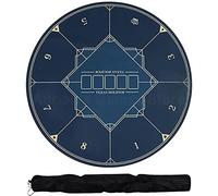 OIFAODAO Tapis de Poker, Tapis de Poker Professionnel Rond, Disposition Dessus Table en Caoutchouc Portable for 8 Joueurs avec Sac Transport(Blue)