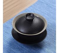 OIFAODAO Tasses de thé， bols, bol couvert en poterie noire Sancai ménager tasse couverte grès à thé céramique Kung Fu service petit