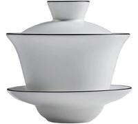 OIFAODAO Tasses de thé， Bols, service à thé Kung Fu, bol couvert, tasse, Gaiwan blanc, maison avec couvercle, en céramique, théière faite la main, fournitures de traditionnelles(A)