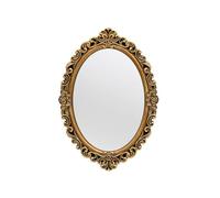 OIGUMR Petit miroir mural ovale en résine Taille : 40 x 28,4 cm. Miroirs vintage à suspendre pour chambre à coucher, salon, commode, décoration dorée