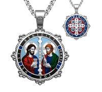 OigvcoTe Collier Médaille Catholique Saints Cosmas et Damian pour Médecins | Collier médaille catholique double face Saints Cosmas et Damian