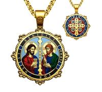 OigvcoTe Collier Médaille Catholique Saints Cosmas et Damian pour Médecins | Collier médaille catholique double face Saints Cosmas et Damian
