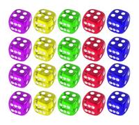 OIGWBPH 20pcs Mini dés colorés à 6 Faces pièces de Jeu Standard dés mathématiques colorés 5 Couleurs translucides pour Les fêtes en Classe