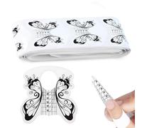 OIGWBPH100 pièces Papier à Formes pour Ongles,Papier Chablon Ongle,Papillon Noir Nail Art Conseils Extension Stickers,Modèle de Style de Faux Ongles Auto-adhésif pour Extension et Modelage D'ongles