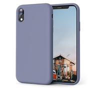 OIIAEE Coque iPhone XR, Coque en Liquide Silicone Conçue pour iPhone XR, Étui de Protection Antichoc Ultra Mince avec Doublure Douce en Microfibre Anti-Rayures, 6.1 Pouces,Gris Lavande