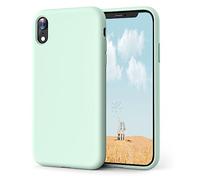 OIIAEE Coque iPhone XR, Coque en Liquide Silicone Conçue pour iPhone XR, Étui de Protection Antichoc Ultra Mince avec Doublure Douce en Microfibre Anti-Rayures, 6.1 Pouces,Vert Menthe