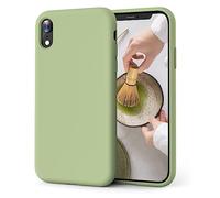 OIIAEE Coque iPhone XR, Coque en Liquide Silicone Conçue pour iPhone XR, Étui de Protection Antichoc Ultra Mince avec Doublure Douce en Microfibre Anti-Rayures, 6.1 Pouces,Matcha Vert