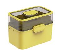 OIIBWQ Boîte à Pharmacie Portable avec Poignée, Contenant pour Articles Divers, Multifonction avec Couvercle, Organiseur de Bureau, Transparent, pour Voiture, jaune vert