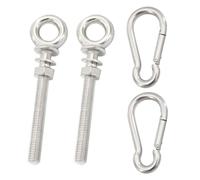 Oiieco Lot de 2 vis à œil longues M8 x 80 mm, en acier inoxydable 316, avec mousqueton, résistantes à la corrosion pour fixation et suspension