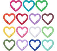 OIIKI Lot de 15 clips porte-clés en forme de cœur, fermoirs à ressort colorés, 25 mm