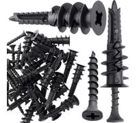 OIIKI Lot de 40 ancrages autoperceuses pour cloison sèche - Ancrages robustes avec vis, sans pré-perçage, assortiment d'étagères pour mur creux en tôle - Noir