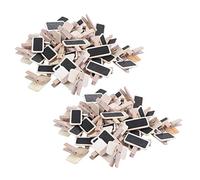 Oikabio 100x Mini Noir Bois Message Ardoise A Pince Carte Panneau memos Etiquette Prix Marque Place Numero Table