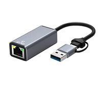 Oikabio Adaptateur RéSeau USB A/USB C à Double Connecteur USB RJ45 Carte RéSeau Externe pour Ordinateur Portable (100 Mbps)