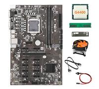 Oikabio B250B ETH Mining Carte MèRe + G4400 CPU + DDR4 4G 2666 MHz Ram + Ventilateur + Câble SATA + Câble de Commutation + DéFlecteur 12XPCIE MSATA pour BTC