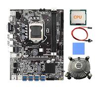 Oikabio B75 BTC Carte mère avec processeur aléatoire, ventilateur, bloc thermique, câble de commutation, 8 ports USB 3.0 LGA1155 DDR3 RAM SATA3.0 ETH