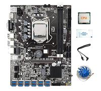 Oikabio B75 Carte mère BTC 12 cartes mère CPU + ventilateur + graisse thermique + câble 12 USB 3.0 vers PCIE GPU Slot LGA1155 DDR3 RAM SATA3.0