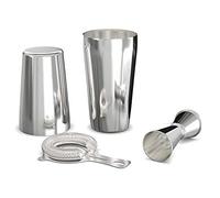 Oikabio Boston Ensemble shaker professionnel avec shaker, passoire et jigger 4 accessoires de bar en acier inoxydable pour une vie fantastique