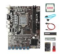 Oikabio Carte MèRe B250C ETH Miner 12USB + Processeur G3930 + DDR4 4GB 2133Mhz RAM + SSD 128G + Clé USB 64G + Câble SATA + Câble de Commutation + DéFlecteur