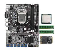 Oikabio Carte mère B75 BTC Mining G530/G630 CPU + 2 x 8 Go DDR3 RAM + 120 Go SSD 12 ports USB 3.0 vers fente PCIE LGA1155 DDR3 SATA3.0 + MSATA VGA