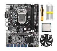 Oikabio Carte mère B75 BTC Mining G530/G630 CPU + ventilateur + tournevis 12 USB 3.0 vers PCIE GPU Slot LGA1155 DDR3 RAM SATA3.0 + MSATA
