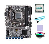 Oikabio Carte MèRe B75 ETH Mining 12 PCIE vers USB LGA1155 avec Processeur G1630 + Câble SATA + Coussin Thermique + Ventilateur de Refroidissement RVB