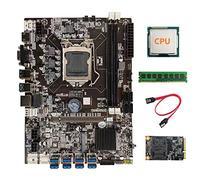 Oikabio Carte mère B75 USB BTC Mining + CPU aléatoire + DDR3 4 Go 1600 MHz RAM + 128 Go SSD + câble LGA1155 8XPCIE vers USB B75 BTC Board