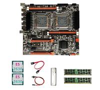 Oikabio Carte MèRe Double CPU X79 + 2XE5 2630 CPU + 2X4GB DDR3 1600Mhz RECC Ram + Câble SATA + Câble de Commutation + DéFlecteur LGA2011 M.2 NVME