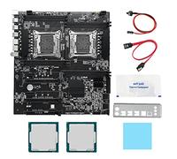 Oikabio Carte MèRe Double CPU X99+2 CPU XE5 2630 V3+Câble SATA+Thermal Pad LGA 2011 Emplacement PCI-E16X 8XDDR4 pour ALEO Mining