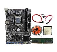 Oikabio Carte MèRe MinièRe B250C BTC avec Processeur G3930/G3900 + RAM DDR4 8G + Ventilateur + Câble de Commutation + Câble SATA 12 Emplacements USB3.0 LGA1151 SATA3.0