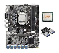 Oikabio Carte MèRe MinièRe B75 12 USB3.0 + Processeur AléAtoire + Adaptateur USB3.0 19/20 Broches 12 Emplacement GPU LGA1155 Emplacement DDR3 SATA3.0 pour BTC/ETH