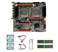 Oikabio Carte MèRe X79 Dual CPU + 2XE5 2620 CPU + 2X4GB DDR3 1600Mhz RECC Ram + Câble SATA + Câble de Commutation + DéFlecteur LGA2011 M.2 NVME