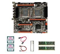 Oikabio Carte MèRe X79 Dual CPU + 2XE5 2620 V2 CPU + 2X4GB DDR3 1600Mhz RECC Ram + Câble SATA + Câble de Commutation + DéFlecteur LGA2011 M.2 NVME