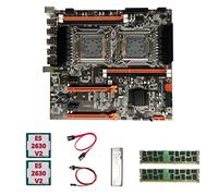 Oikabio Carte MèRe X79 Dual CPU + 2XE5 2630 V2 CPU + 2X4GB DDR3 1600Mhz RECC Ram + Câble SATA + Câble de Commutation + DéFlecteur LGA2011 M.2 NVME