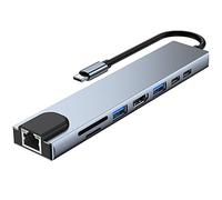 Oikabio Hub USB C 8 en 1 vers adaptateur OTG compatible 4K Rj45 LAN 100 m avec lecteur PD TF SD pour Air M1