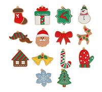 Oikabio Lot de 14 décorations de Noël en pain d'épices - Décoration de Noël - Insigne de Noël
