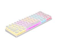 Oikabio MéCanique RVB 61 Touches Filaire Double Cuir Lait Pudding Keycaps MéCanique Blanc