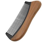 Oikabio Peigne à cheveux en bois de santal vert naturel - Pas de dent en bois statique - Peigne en corne noire (bois de santal vert)