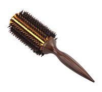 Oikabio Straight Twill Peigne à cheveux en poils de sanglier naturels - Brosse ronde - Outil de coiffure