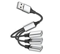 Oikabio USB vers USB 2.0 Triple Port USB HUB OTG Câble Adaptateur Convertisseur de Charge de DonnéEs SéParateur D'Extension USB, USB Une vers 3 USB