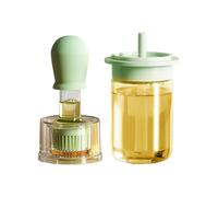 Oil Dispenser - 2.83x8.66 Inch 2-in-1 Sauce Bottle with Silicone Basting Brush for Kitchen, Home Cooking with Vinegar Separation, Glass Bottle for Frying, BBQ, Grilling, PP, AS/PE Material