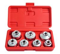Oil Filter Socket - 7 Piece Chrome Vanadium Steel 3/8 Inch Drive Wrench Kit