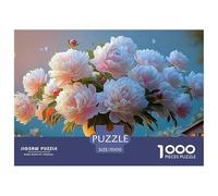 Oil Painting of Large White and Pink Peonies 1000 Pièces Carton Extra-épais Coffret De Puzzles Oil Painting Peonies Anti-Stress Défi Unique Puzzles pour La Décoration Intérieure 70x50cm/1000pcs