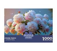Oil Painting of Large White and Pink Peonies 1000 Pièces Papier Écologique Résistant Coffret De Puzzles Oil Painting Peonies Stimulant Et Éducatif Jeu Familial Puzzles pour La Décoration Intérieure