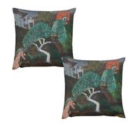 Oil PaintingHousse De Coussin 12 "x12 Lot De 2 | en Tissu Épais Aspect Lin, Doux Et Décoratif pour Canapé Et Salon - Style Bohème Chic, Idéal pour Décoration Chambre, Beige Crème