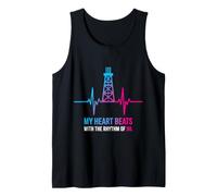 Oil Rig Heartbeat Design - Mon cœur Bat avec Le pétrole Débardeur